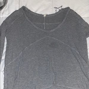 Grey Free People distressed sweater